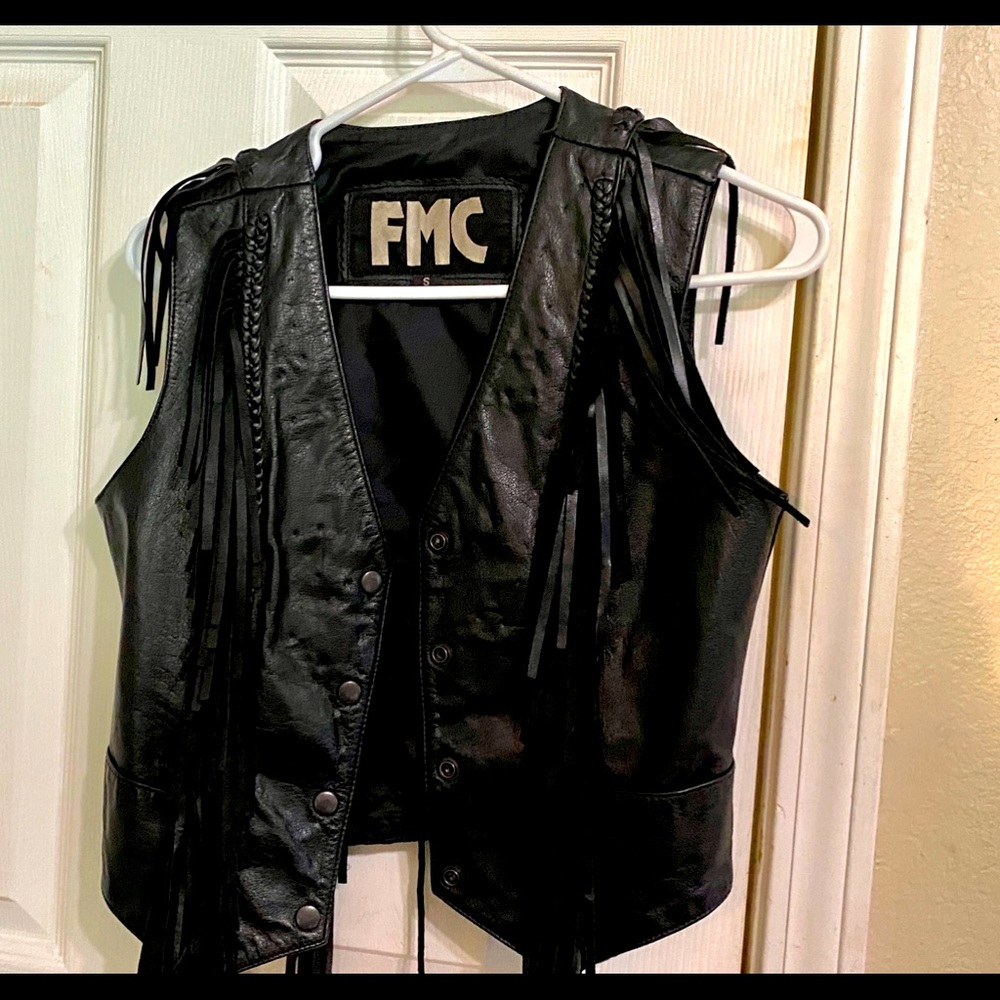 Black leather vest